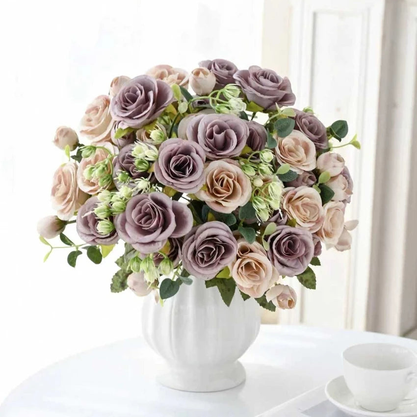 décoration intérieure bouquet pivoine rose blanche moderne élégant vase transparent mariage anniversaire