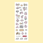 sticker kawaii animal mignon dessin animé rose blanc bleu vert gris noir adhésif personnages