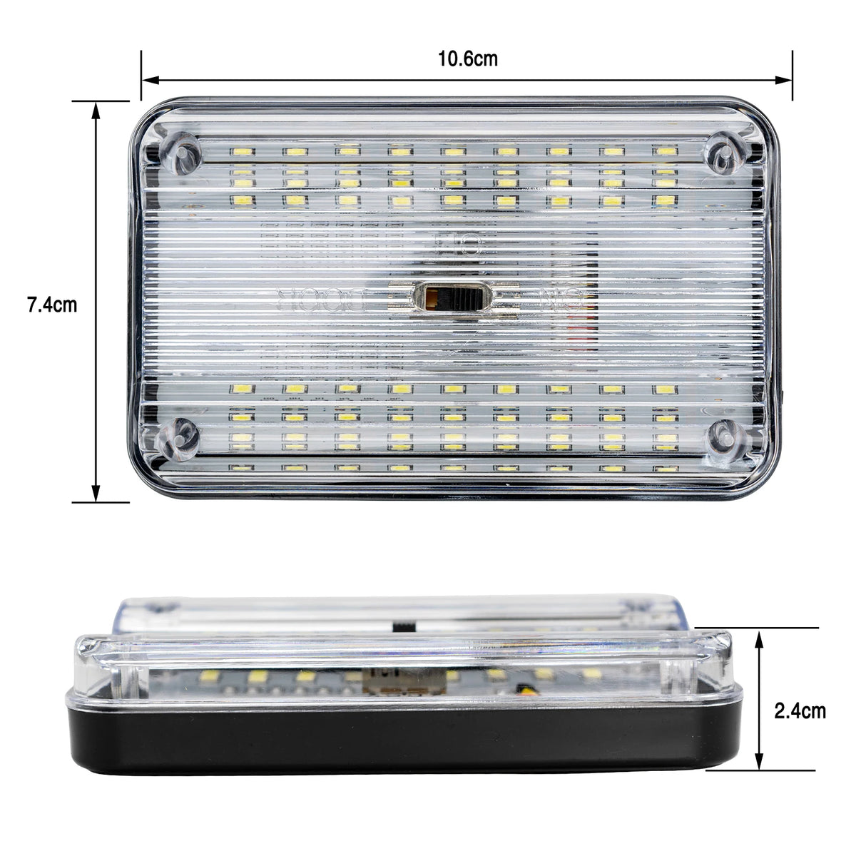 lampe led rectangle blanc 36 leds on off door 12v universal voiture camping car