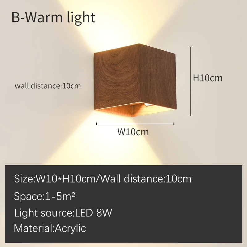 lampe murale moderne bois naturel marron clair éclairage quotidien chambre entrée étude interrupteur bouton