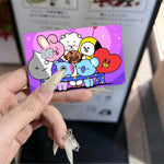 autocollants carte banque cartes modernes dessin animé personnages bt21 coeurs waterproof réutilisables bleu orange