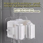 porte balai adhésif transparent blanc gris moderne support mops clips rangement cuisine salle bains