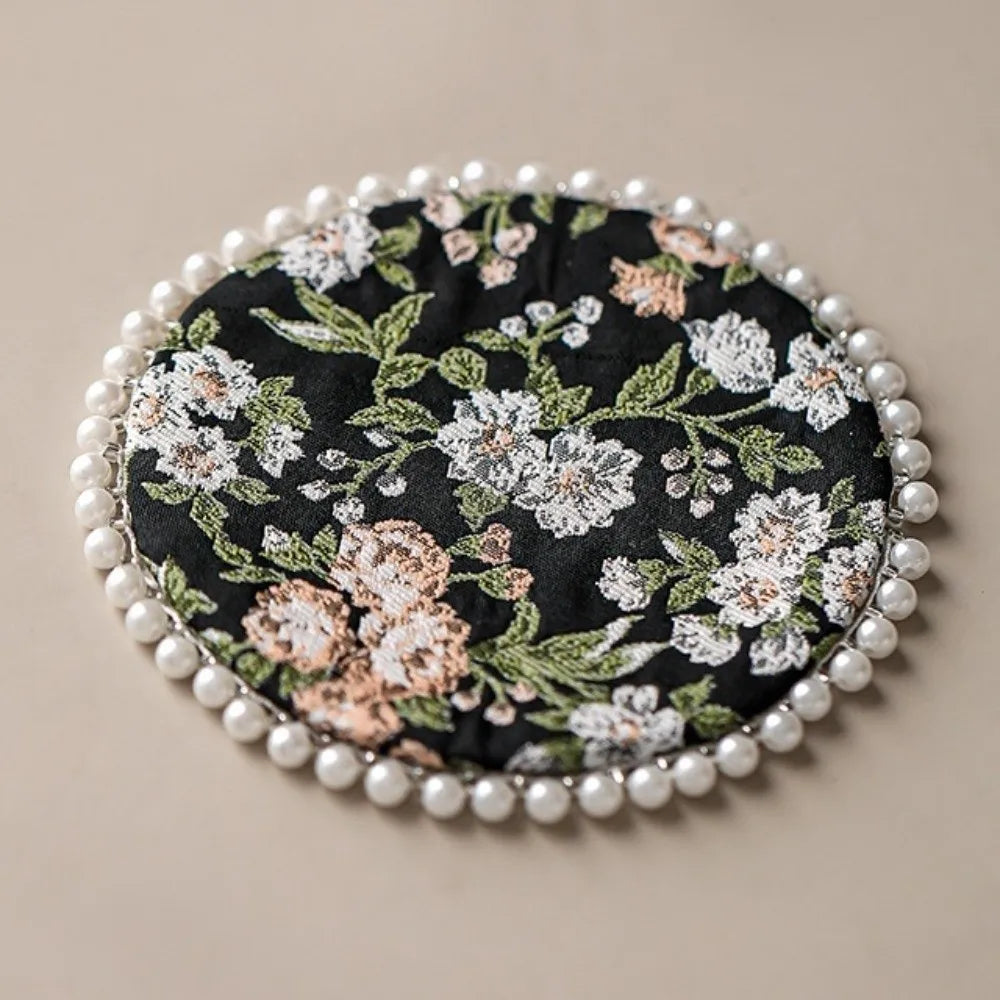 coasters brodés fleurs blanches coton opaques diverses couleurs traditionnels table