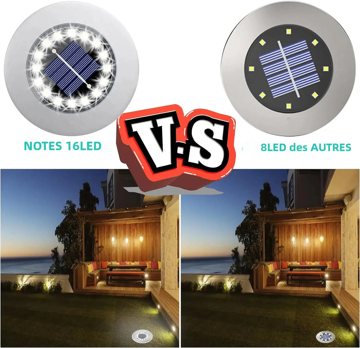 lumière solaire sol 16 led moderne argentée extérieure autonome ip65 inoxydable minimaliste