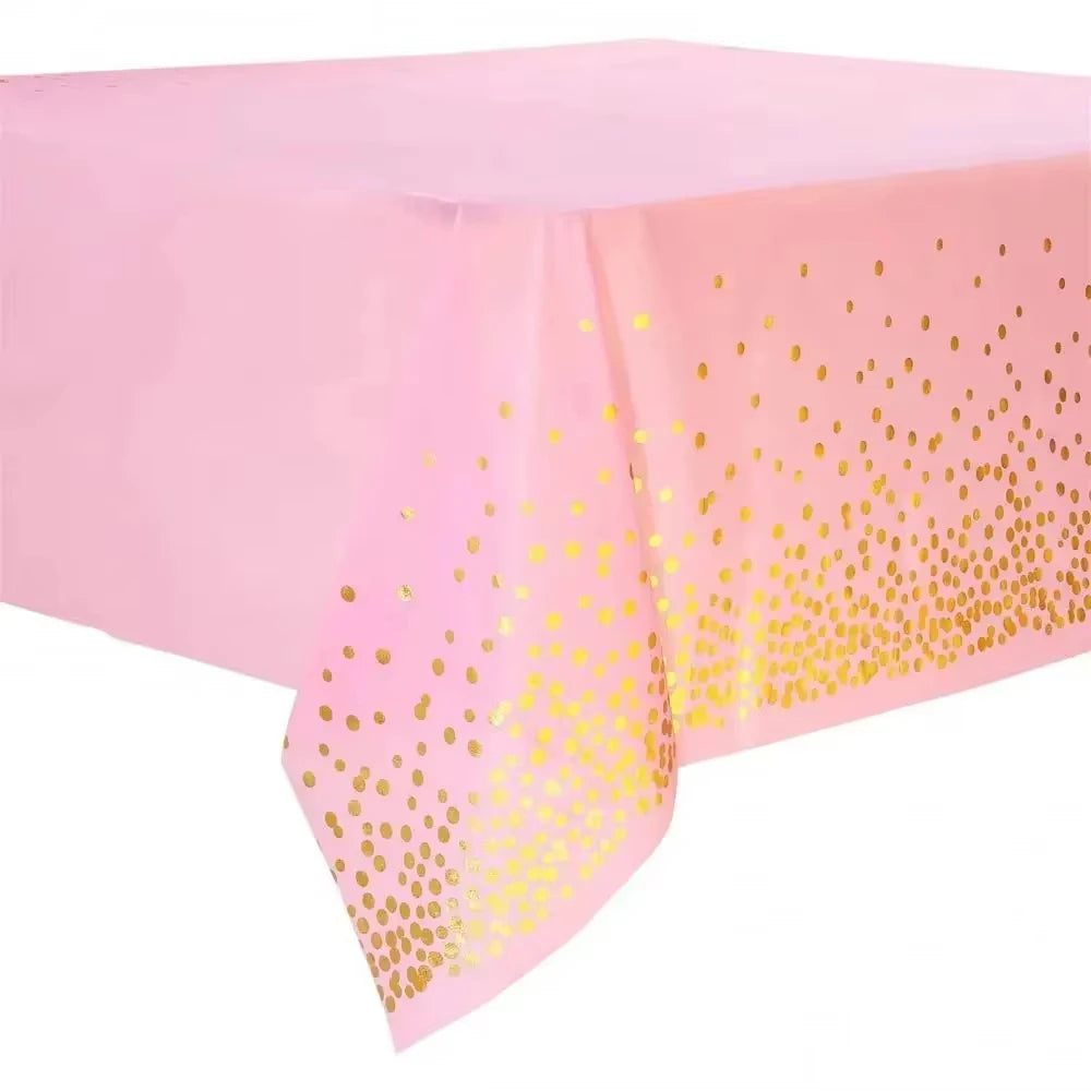 assiettes papier verres serviettes nappe fête anniversaire filles rose doré points