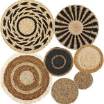 assiettes décoratives boho spirales franges naturel beige noir blanc rustic murales tressées