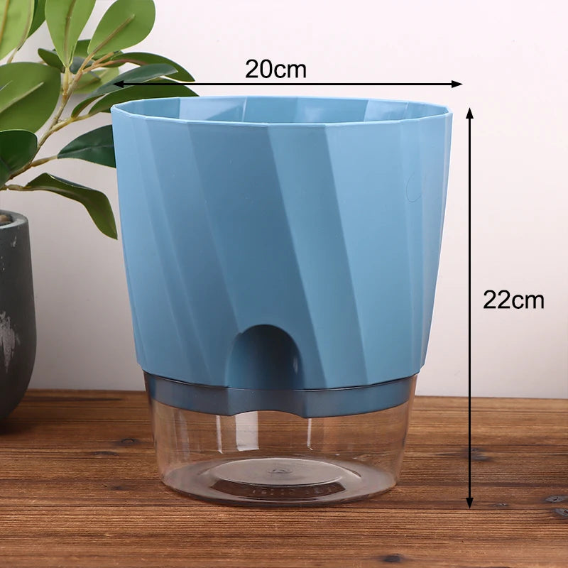 pots plantes transparents moderne minimaliste blanc rose gris rayures diagonales matériau plastique absorption d'eau