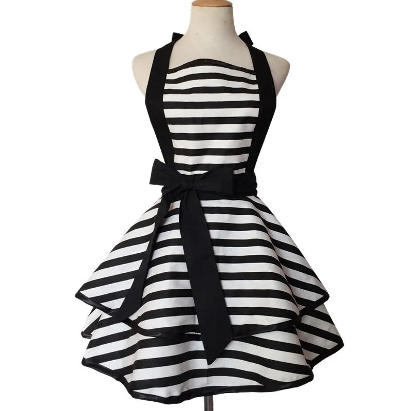 tablier femme polyestère rouge noir carreaux vintage élastique nouable service alimentaire drap fin points