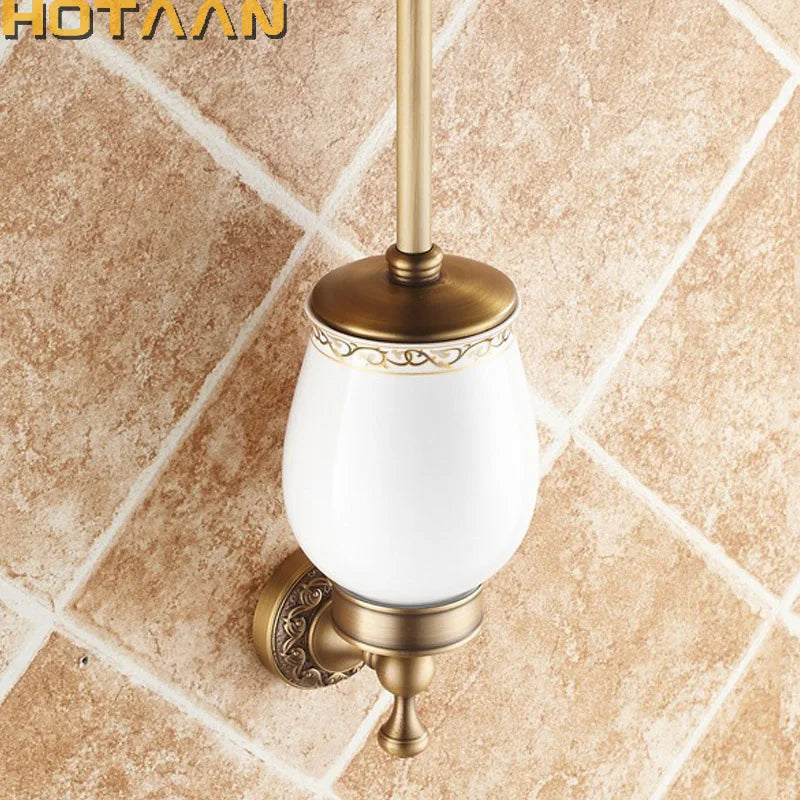 porte brosse wc or antique ensemble accessoire salle bain gobelet support mural vintage decoration