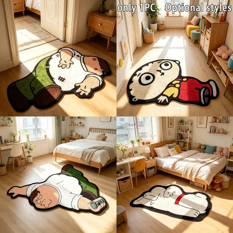 tapis dessin animé personnages adolescents chambre salon antidérapant facile entretien polyesters