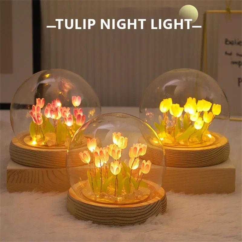 décoration intérieure tulipe verre LED rouge orange verte minimaliste chambre salon festive