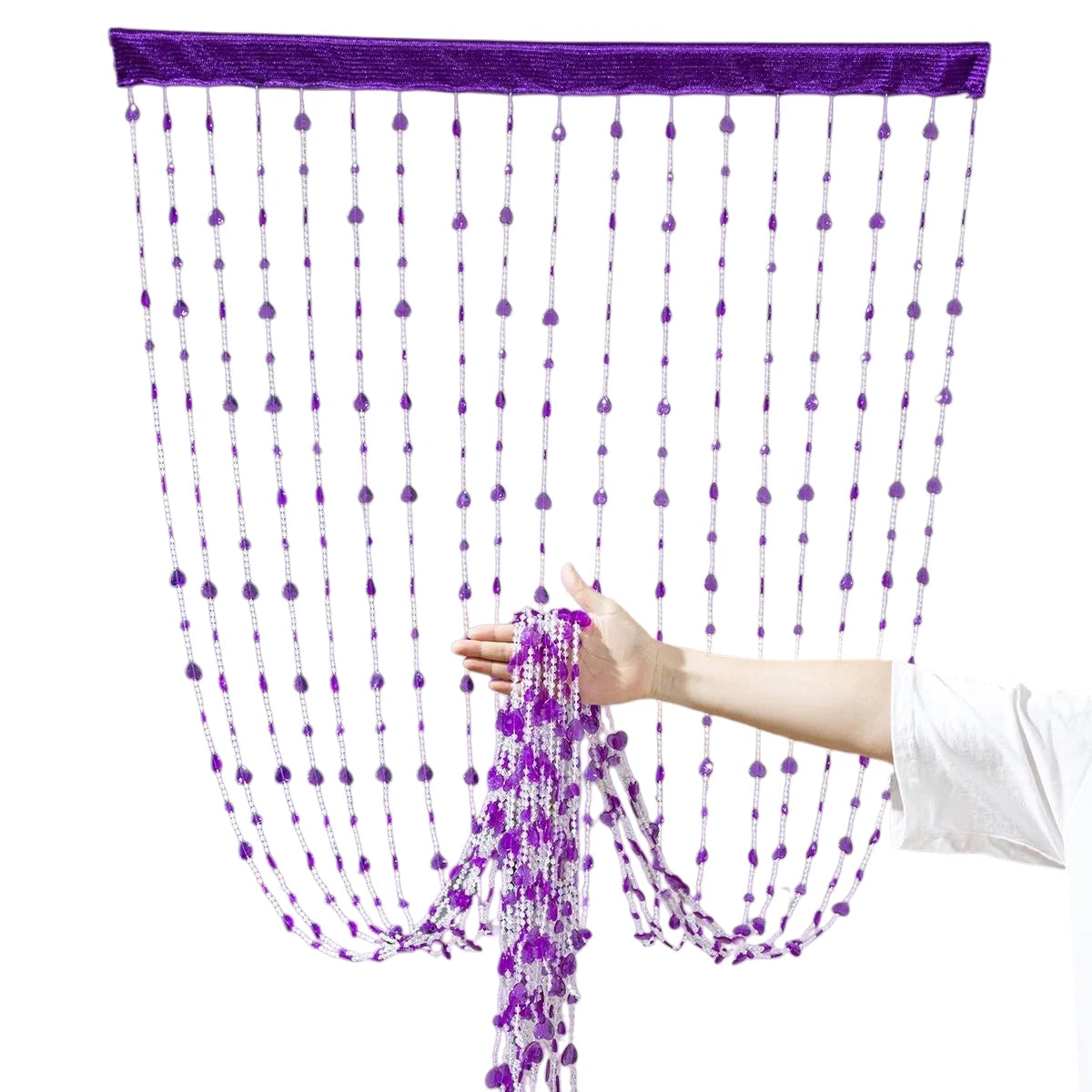 rideau violet blanc boho chic opacité texturé crochets métalliques 100cmx200cm