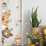 Sticker mural animaux forêt ours lapin noir