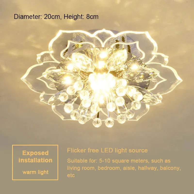 lampe moderne transparente fleurs dorées élégante invisible led chambre salon