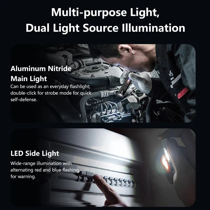 lampe torche multifonctionnelle rechargeable aimantée lumière cob led noir fonction uv dépannage avertissement