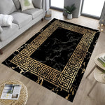 tapis moderne noir or marbre géométrique salon chambre antidérapant polyester