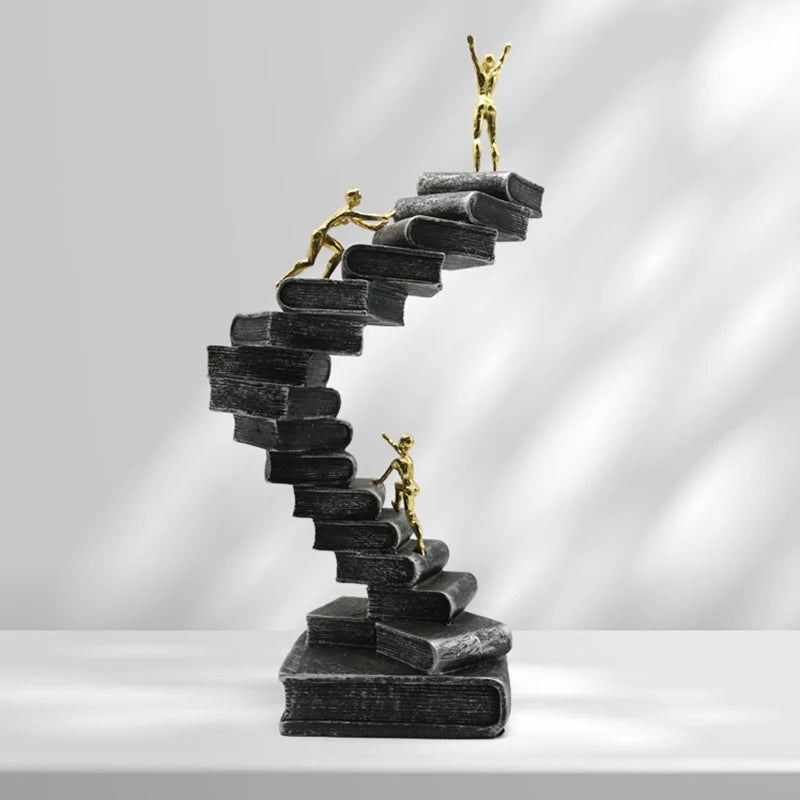 décoration abstraite sculpture noir doré livres escalier figurines moderne chambre salon nordique