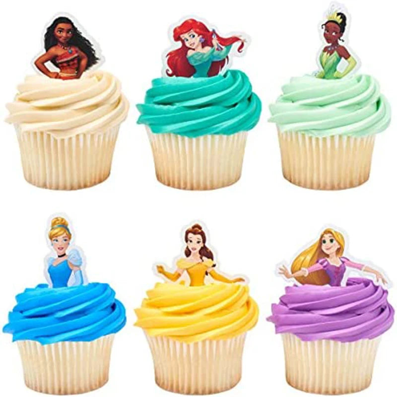 décoration gâteau princesse disney cupcake toppers clips fête anniversaire fille motif point doré blanc