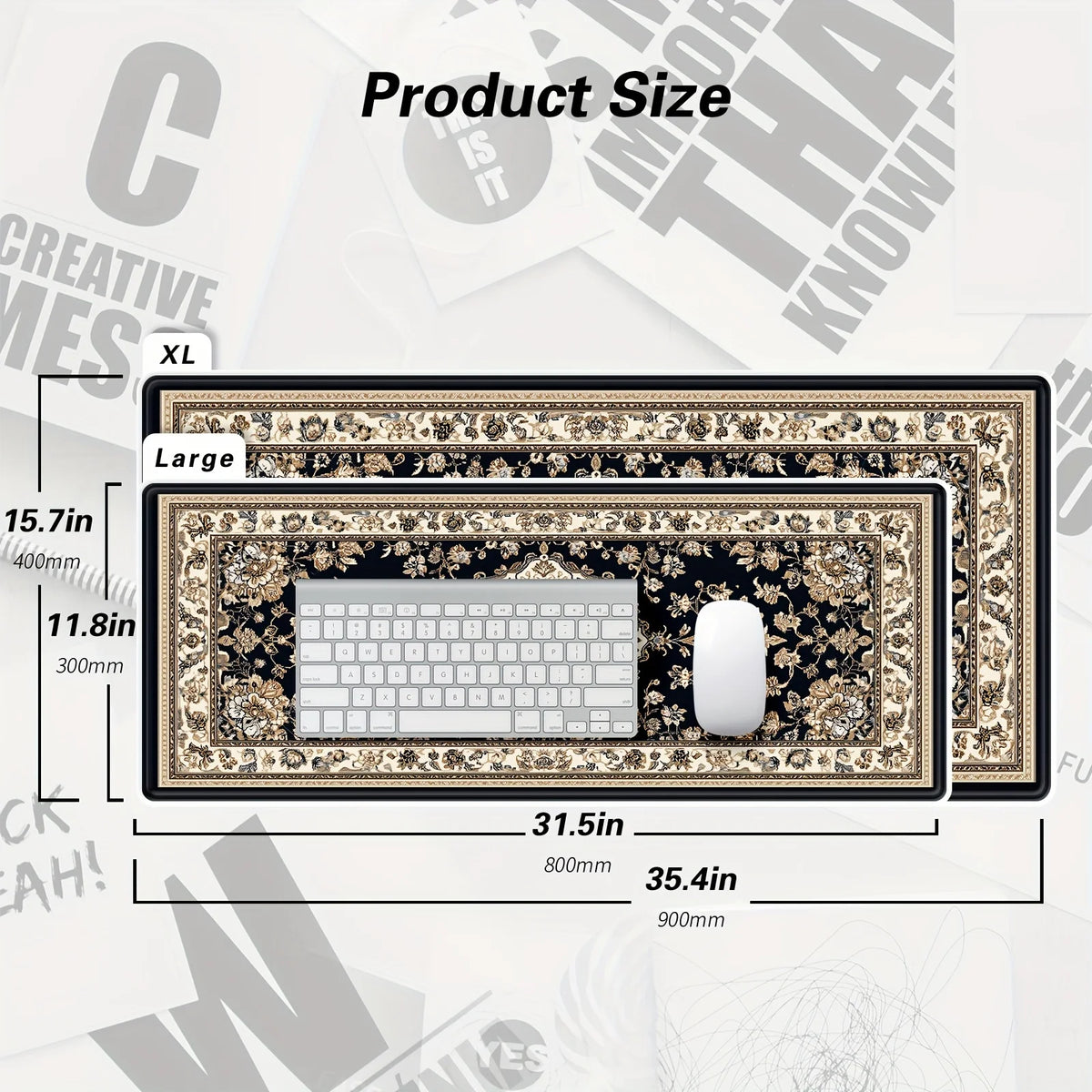 tapis noir floral classique opulent travail maison dimension 300x800 400x900