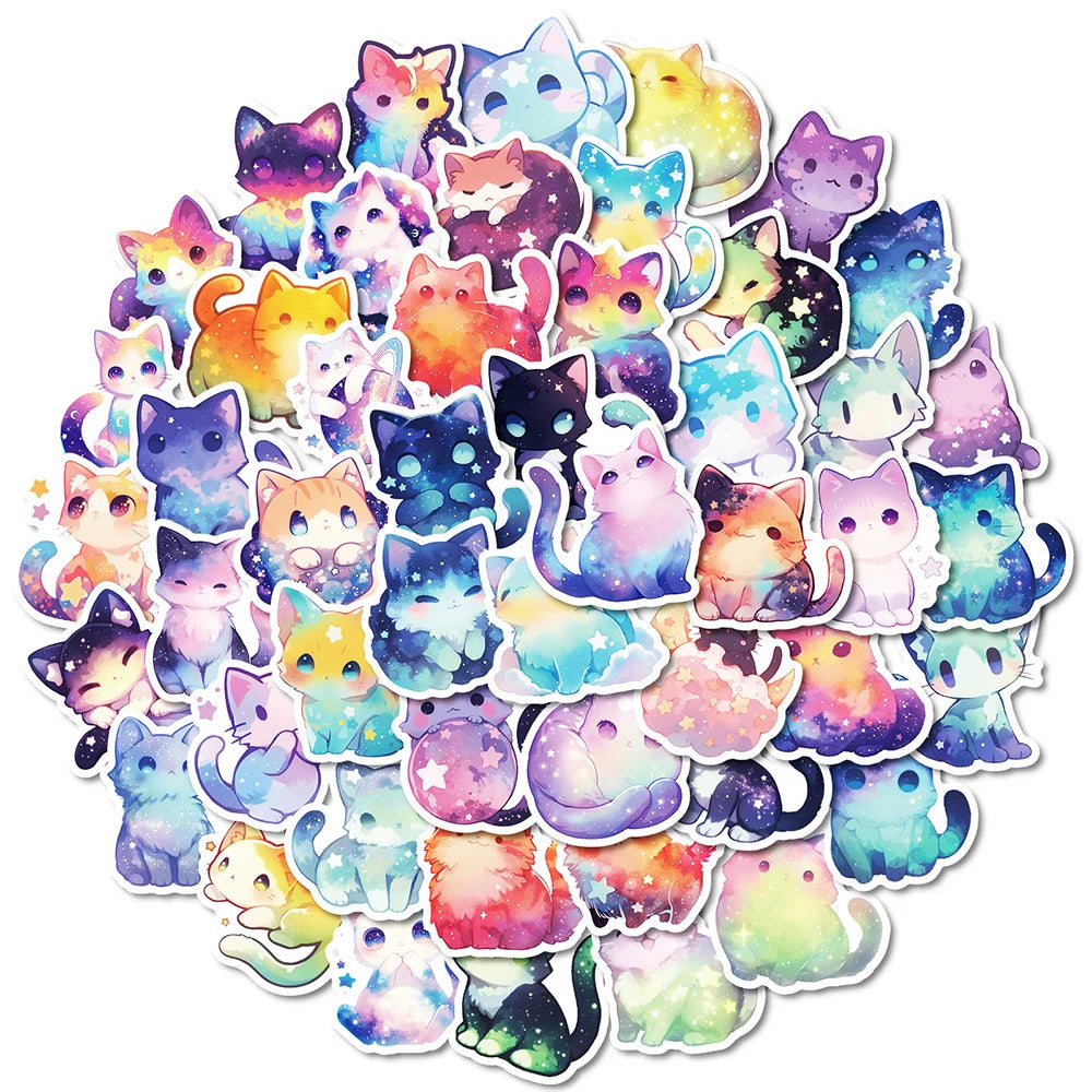 stickers multicolores galaxie étoiles dessin animé adhésifs waterproof réfrigérateur téléphone carnet papeterie enfants mignons