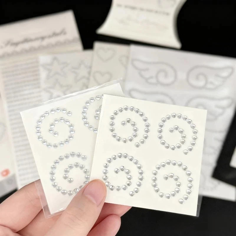 autocollants 3d motifs floraux blanc argent adhésifs décoration artisanale bijoux élégants poisson strass scintillants