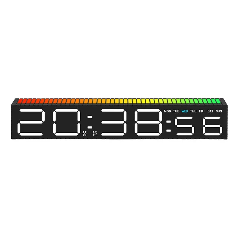 horloge led moderne réveil numérique lumière ambiance barre rythmique couleur réglable