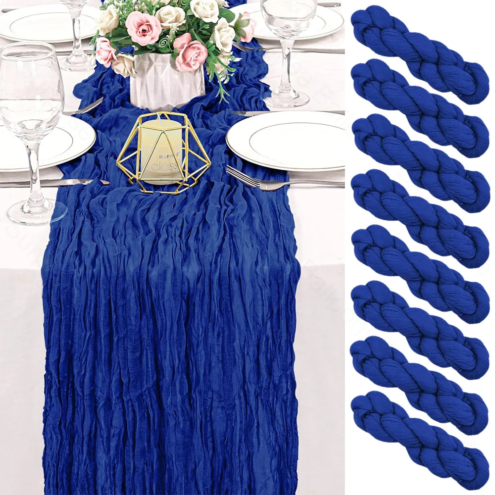 ruban plissé bleu royal décoration table fête mariage anniversaire bohème rustique maison polyester