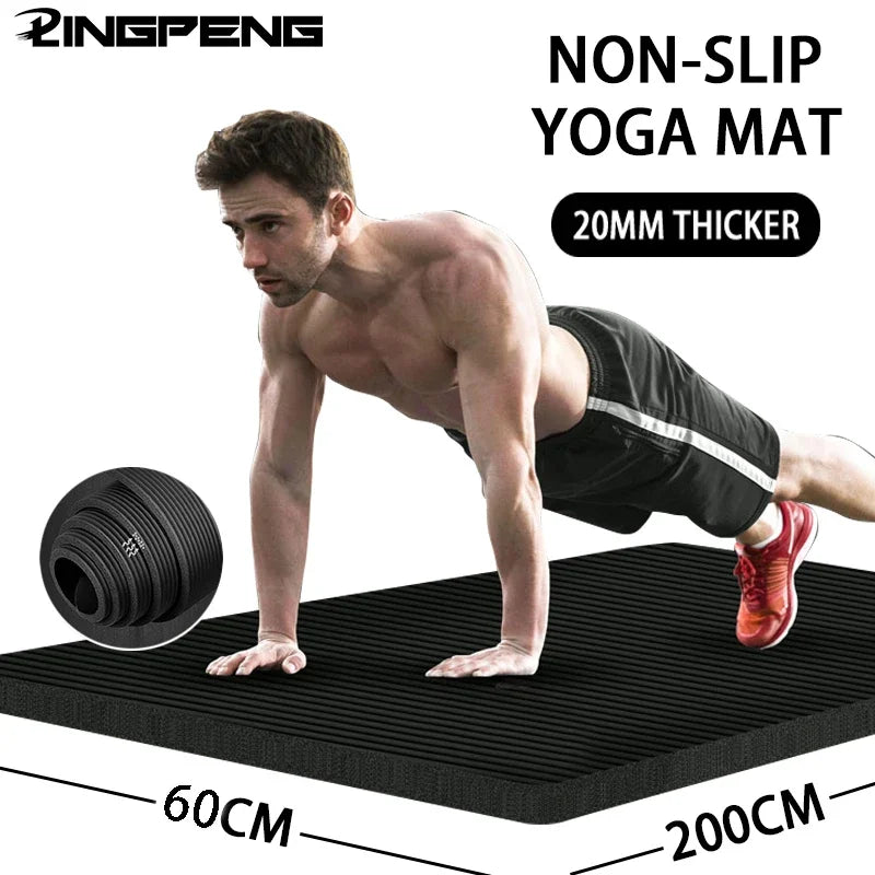 tapis yoga extra épais antidérapant noir rayures horizontales moderne cardio yoga étirements maison