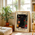 affiche murale tarot moderne nordique chat noir fleurs lunes étoiles décoration chambre salon