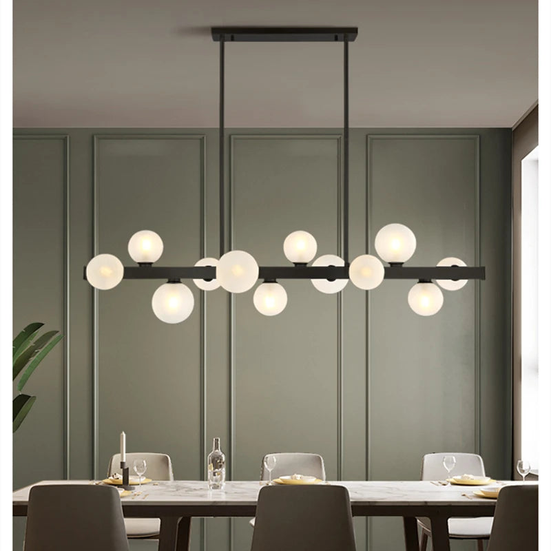 suspension lumineuse moderne boules translucides or blanc ampoules led 12 têtes cuivre