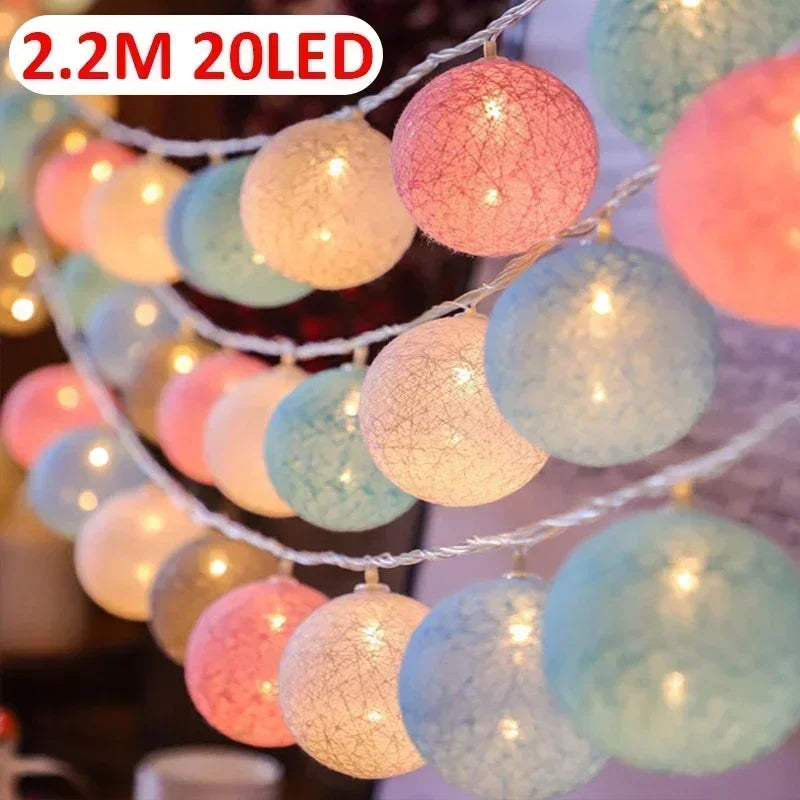guirlande lumineuse multicolore cotonné moderne 20 led 2mètres auto batterie usb