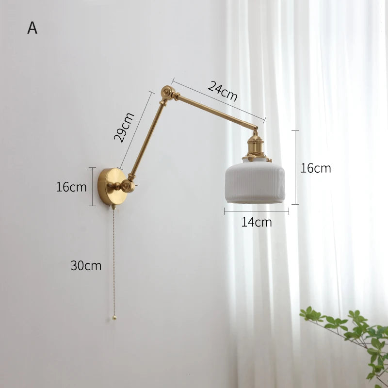 lampe murale moderne or blanc plissée cordon commande 29cm 16cm 24cm 14cm 30cm 17cm