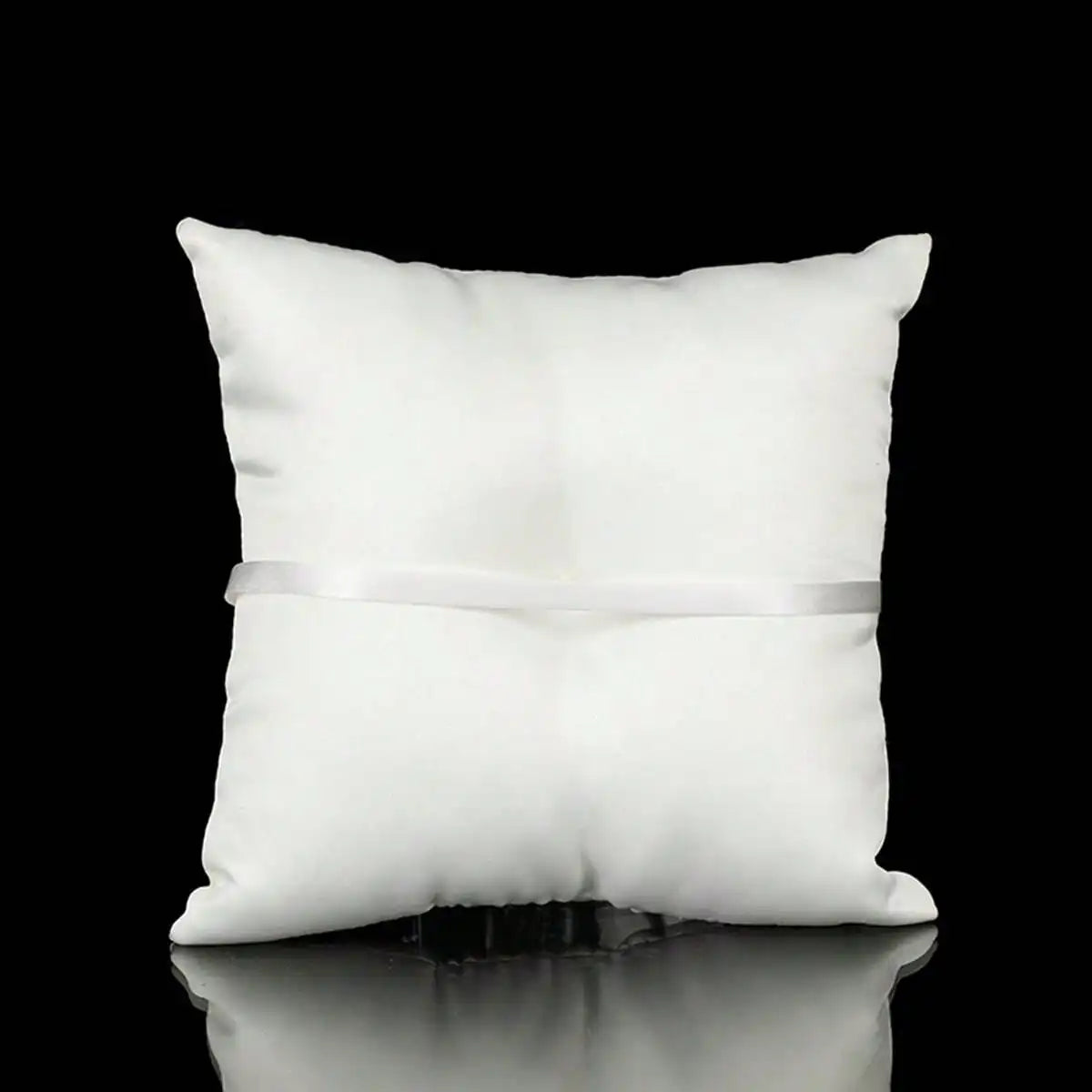 coussin alliance mariage blanc crème satin élégant nœud centre 20cm festive romantique