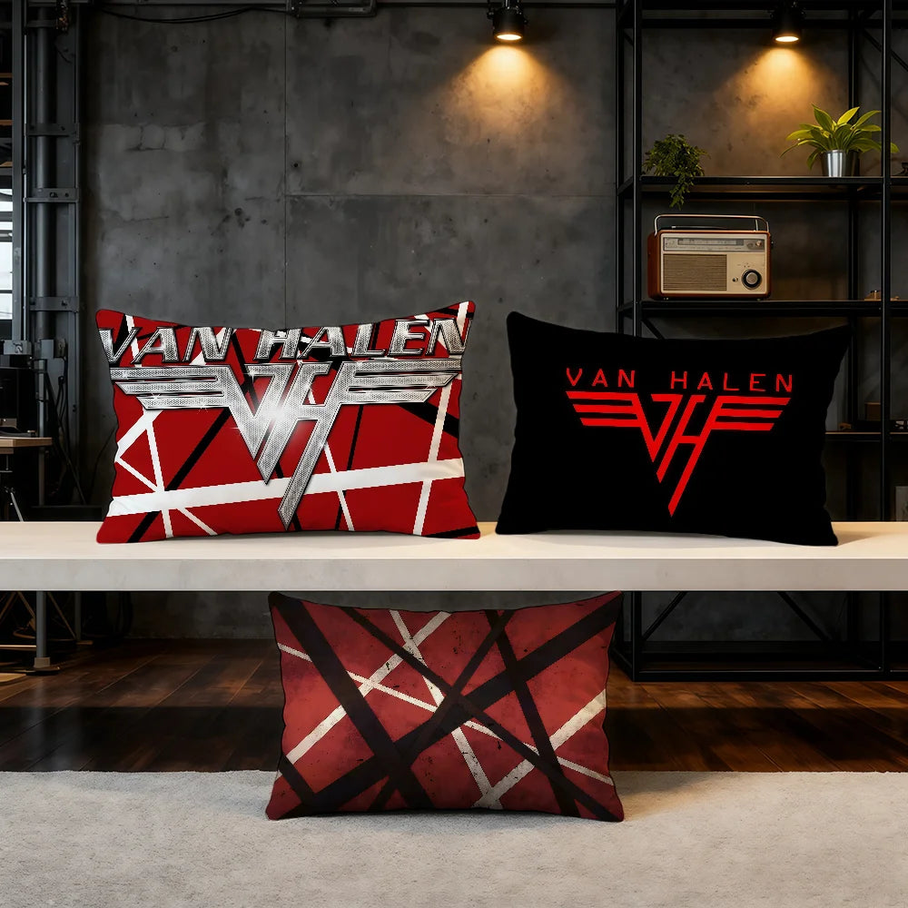 housse coussin imprimé rock band van halen 100 polyester double face moderne diagonale rouge