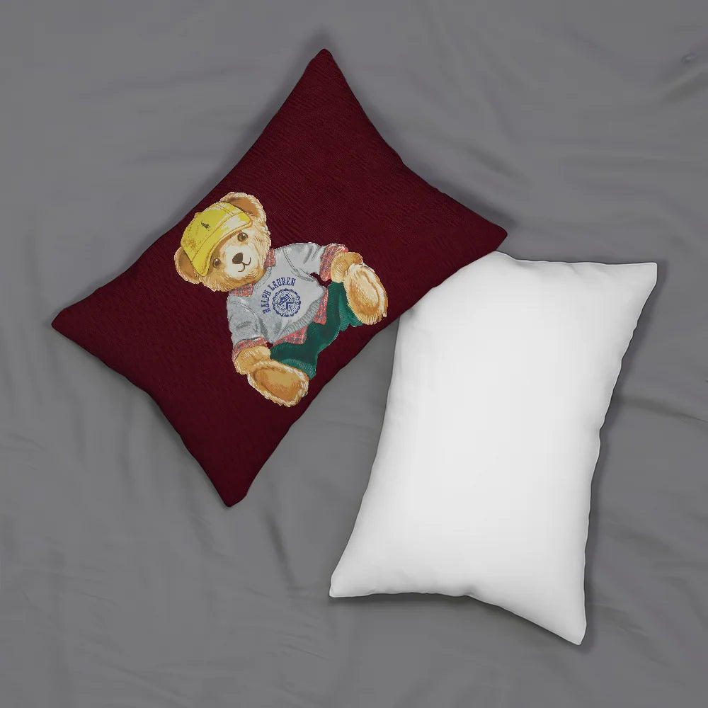 housse coussin ours peluche rouge noir polyester imprimé vintage élégant 30x50cm 40x60cm 50x70cm 48x74cm