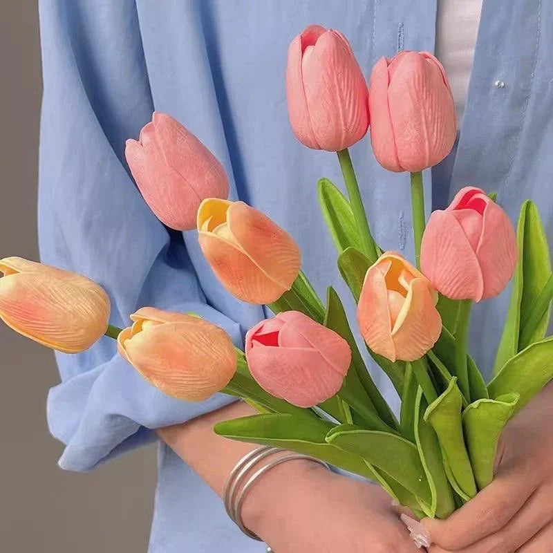 bouquet tulipes artificielles réalistes fleurs latex décoration maison mariage fête anniversaire intérieur