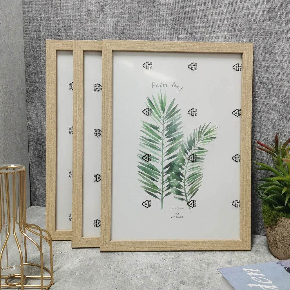 Lot de 3 cadres photo en bois marron rustique