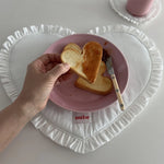 serviettes table forme cœur beige rose bleu doux moderne maison restaurant