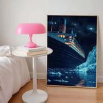 affiches murales titanic bleu noir blanc impressionnistes nuit lumière glace vague cadres