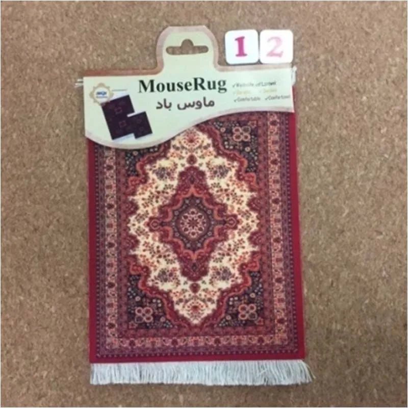 tapis souris non glissant ornements floraux rouge bleu beige dense traditionnel