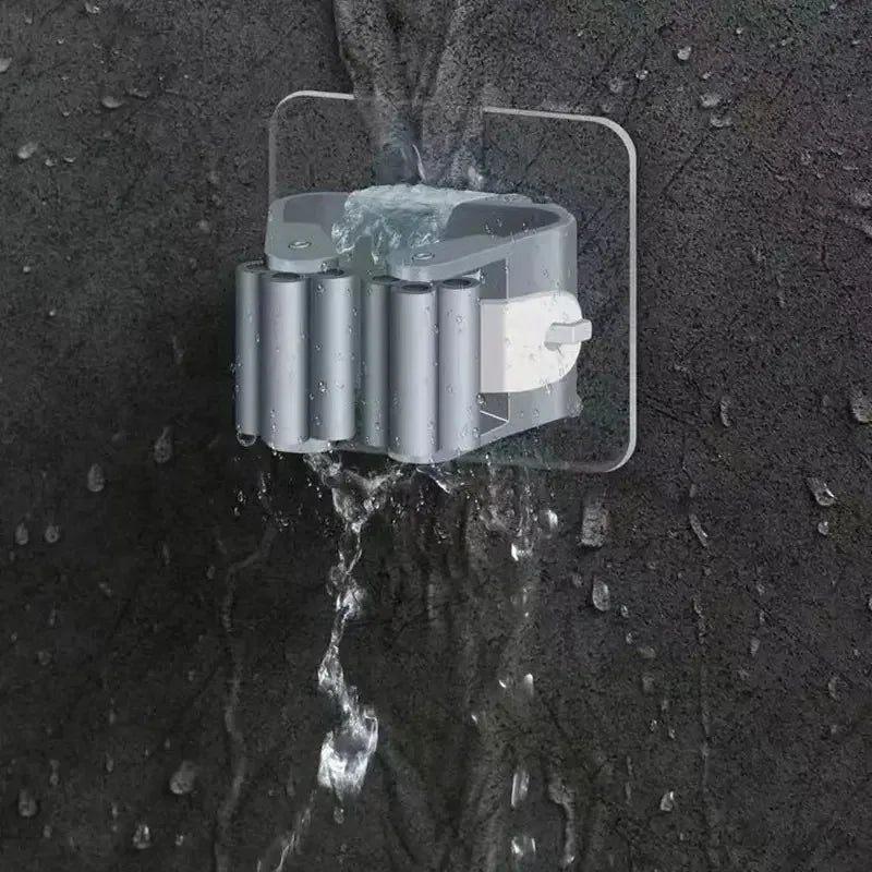 porte balai adhésif support rangement moderne outils ménagers gris clair fixations étagère murale abs
