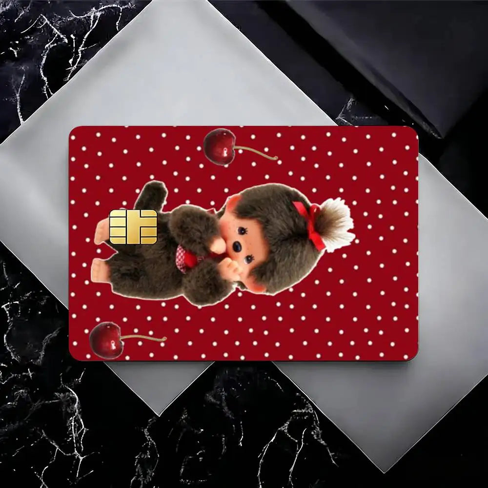 autocollants cartes visite illustration animée monchhichi coeurs géométriques réutilisables étanches single piece package