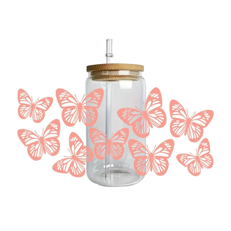 autocollants papillons fleurs tasse imperméable adhésif floral transparent amerique bricolage