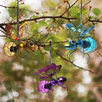 décoration extérieure insecte métal led lumineuse or bleu violet roseSuspension