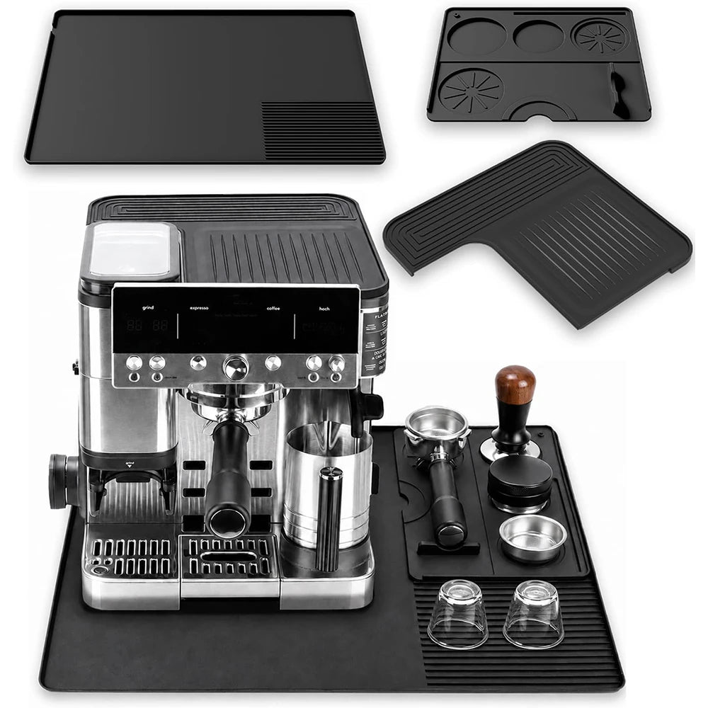 tapis silicone antidérapant protection machine expresso moderne tamping gobelet argenté noir