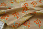 tissu polyester jacquard motifs floraux traditionnels beige orange jaune bleu turquoise opaques coudre