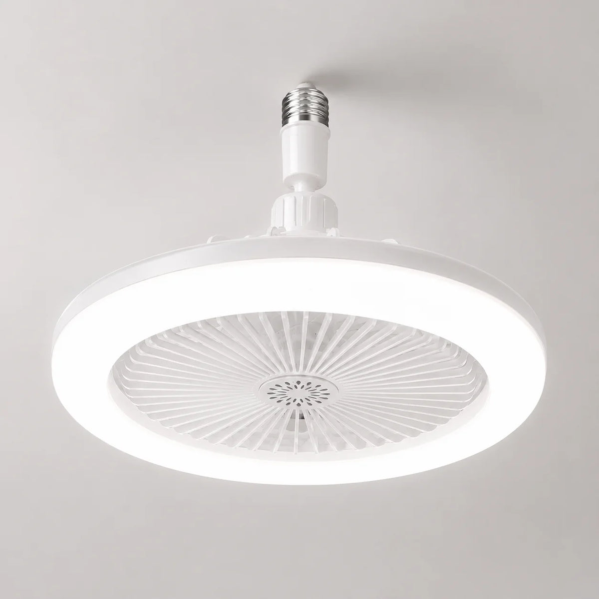 ventilateur blanc moderne grille ventilation lampe led rotative e27