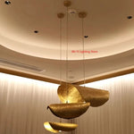suspension lumineuse pendentif cuivre doré texturé moderne lotus 50cm 60cm 70cm 80cm 90cm lumière