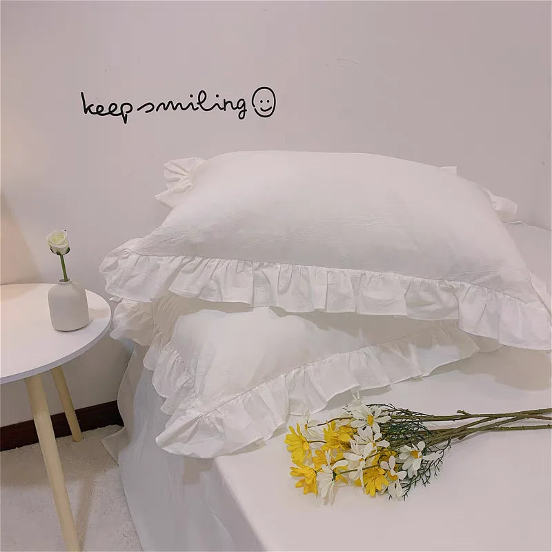 taies d'oreiller polka dot blanc vintage literie polyester respectueux environnement simple fixations blancs points