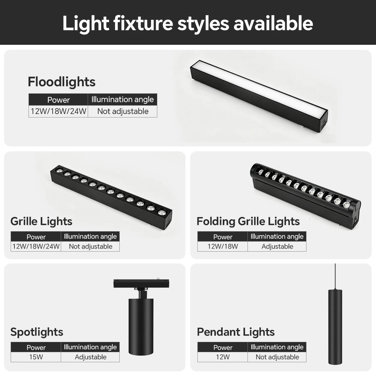 éclairage led spots clips magnétiques rail noir moderne 249 2000 lumens cct